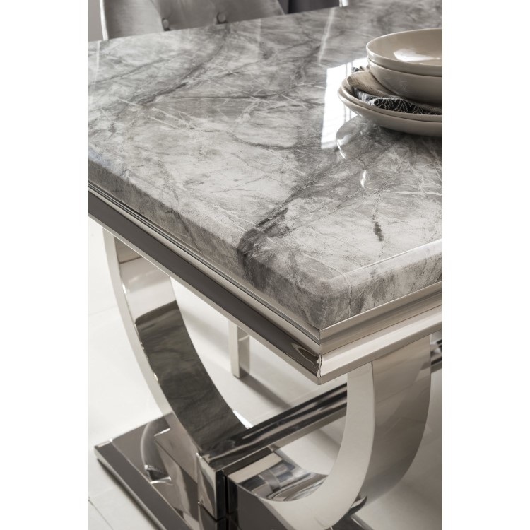 Arianna Grey Marble Dining Set with 200cm Table & 6 Velvet Chairs