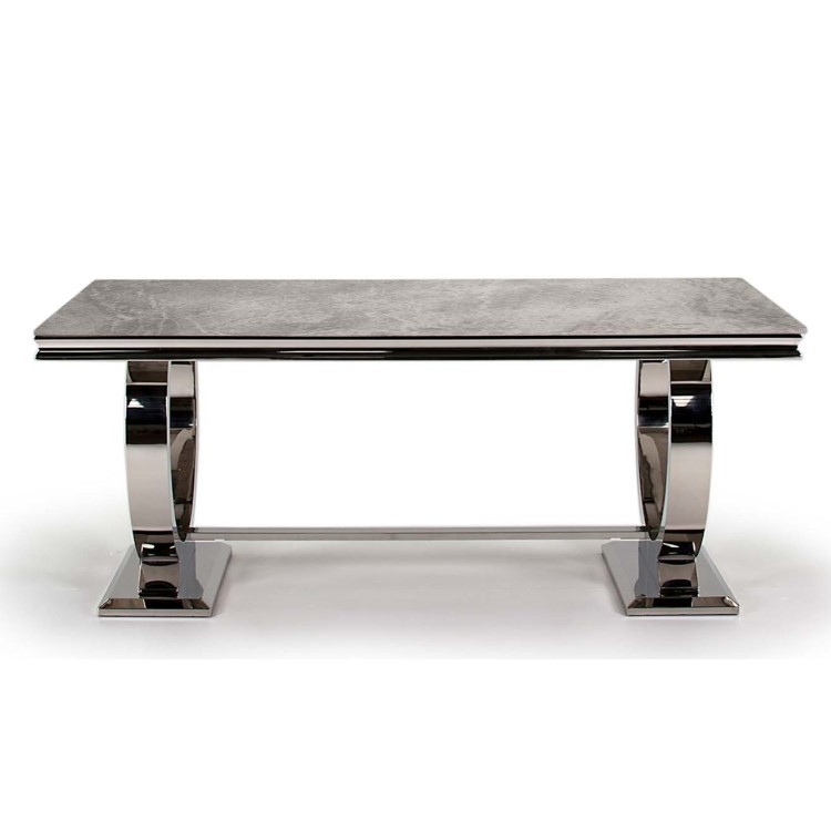 Arianna Grey Marble Dining Set with 200cm Table & 6 Velvet Chairs