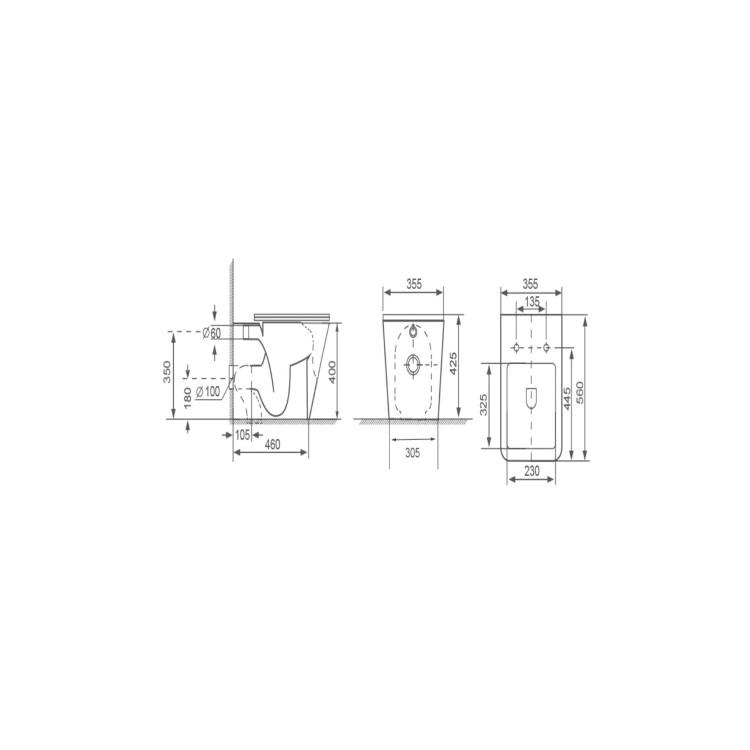 1100mm Beige Right Hand Toilet and Sink Unit with Square Toilet and Brass Fittings - Bali