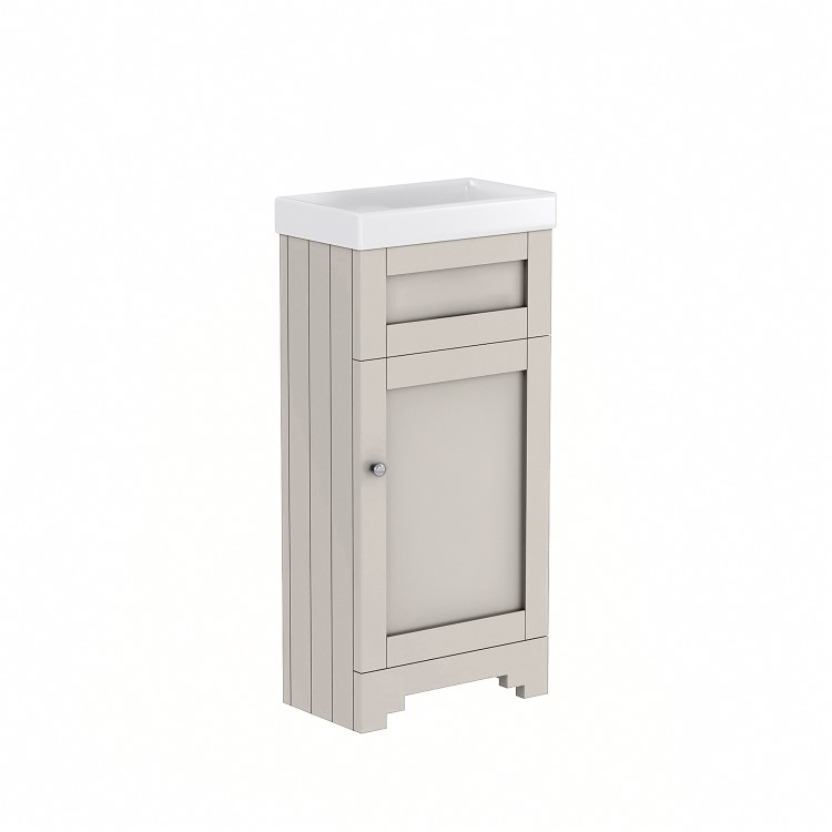 400mm Beige Freestanding Cloakroom Vanity Unit with Basin - Baxenden