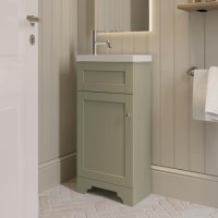 400mm Green Freestanding Cloakroom Vanity Unit with Basin - Baxenden