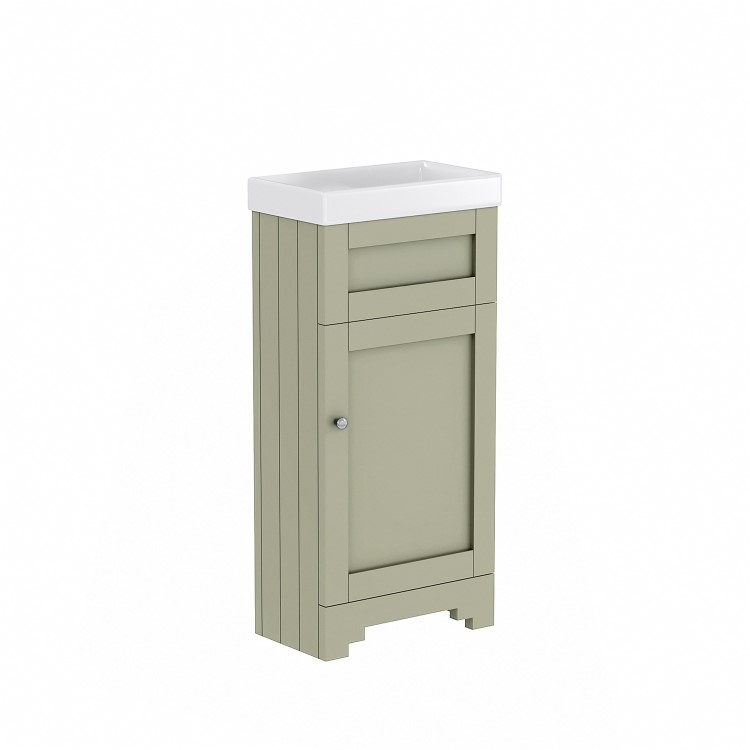 400mm Green Freestanding Cloakroom Vanity Unit with Basin - Baxenden