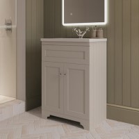 600mm Beige Freestanding Vanity Unit with Basin – Baxenden