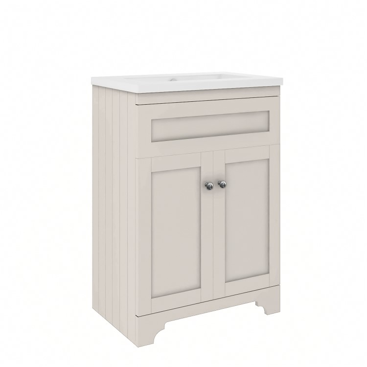 600mm Beige Freestanding Vanity Unit with Basin – Baxenden