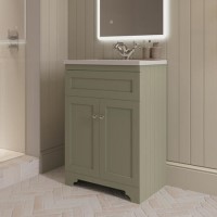 600mm Green Freestanding Vanity Unit with Basin – Baxenden