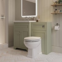 1100mm Green Toilet and Sink Unit with Traditional Toilet - Baxenden