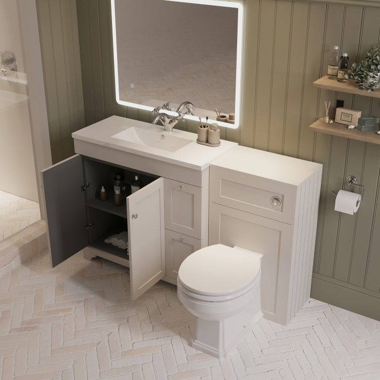 1400mm Beige Toilet and Sink Unit with Traditional Toilet – Baxenden