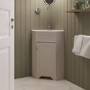 580mm Beige Corner Freestanding Cloakroom Vanity Unit with Basin - Baxenden