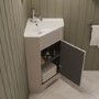 580mm Beige Corner Freestanding Cloakroom Vanity Unit with Basin - Baxenden