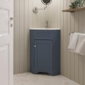 BUN/BAXCRVUBL/88721 580mm Blue Corner Freestanding Cloakroom Vanity Unit with Basin - Baxenden