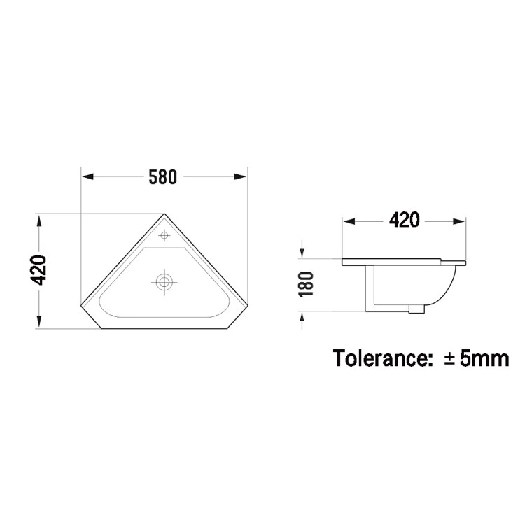 Grade A1 - 580mm Blue Corner Vanity Unit - Baxenden 