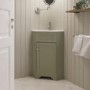 580mm Green Corner Freestanding Cloakroom Vanity Unit with Basin - Baxenden