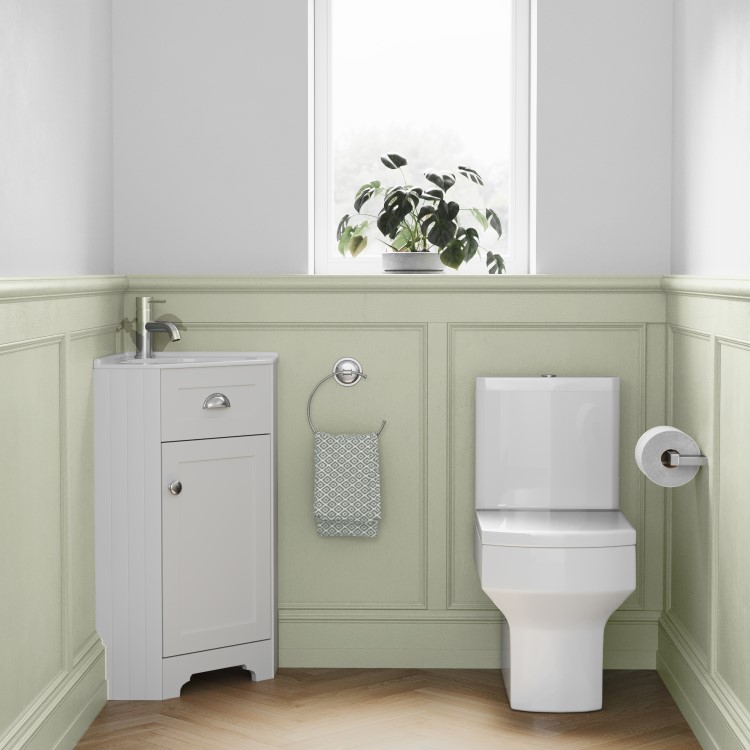 Grade A1 - 580mm White Corner Vanity Unit - Baxenden