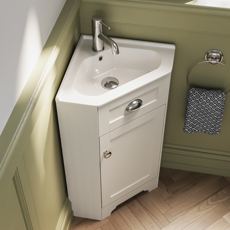 Grade A1 - 580mm White Corner Vanity Unit - Baxenden