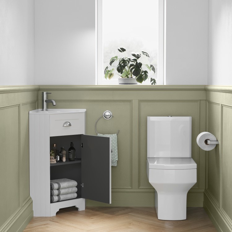 Grade A1 - 580mm White Corner Vanity Unit - Baxenden