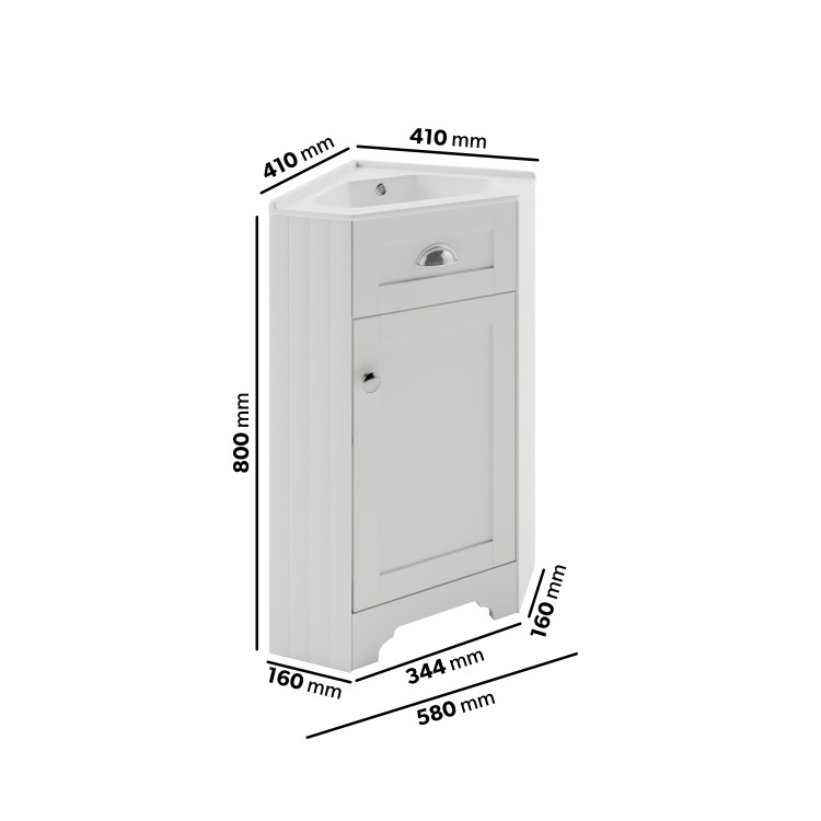 Grade A1 - 580mm White Corner Vanity Unit - Baxenden