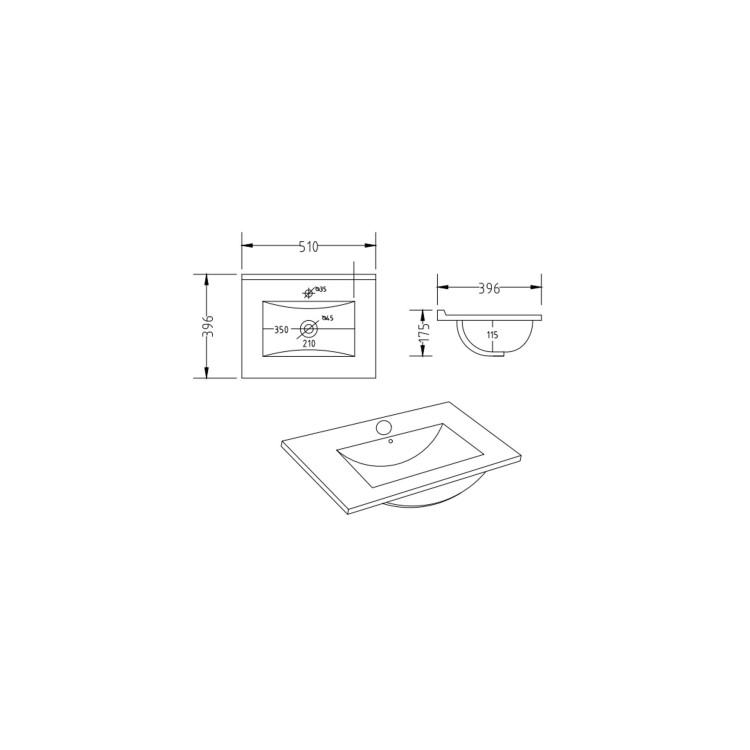 500mm White Freestanding Vanity Unit with Basin and Chrome Handles - Ashford