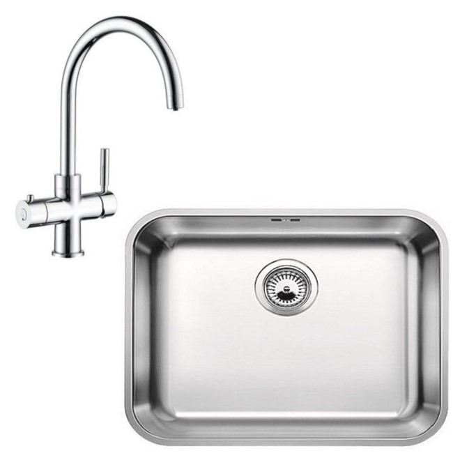 Blanco Stainless Steel 1 Bowl Sink & 3 in 1 Boiling Water Tap Pack