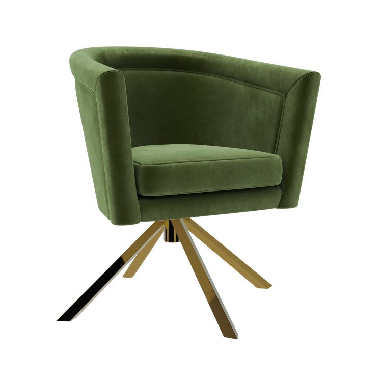 Green Velvet Swivel Dressing Table Chair - Blaire