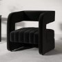 Black Velvet Accent Chair with Ribbed Detail - Boni