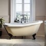 ALMOST PERFECT - Beige Freestanding Single Ended Roll Top Slipper Bath with Black Feet 1615 x 690mm - Bowland