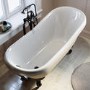 ALMOST PERFECT - Beige Freestanding Single Ended Roll Top Slipper Bath with Black Feet 1615 x 690mm - Bowland