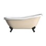 ALMOST PERFECT - Beige Freestanding Single Ended Roll Top Slipper Bath with Black Feet 1615 x 690mm - Bowland