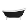 Black Freestanding Single Ended Roll Top Slipper Bath with White Feet 1615 x 690mm - Park Royal