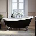 BUN/BOWBLK1615/93514 Black Freestanding Single Ended Roll Top Slipper Bath with Chrome Feet 1615 x 690mm - Park Royal