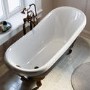 Black Freestanding Single Ended Roll Top Slipper Bath with Bronze Feet 1615 x 690mm - Park Royal