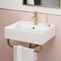 BUN/A1/BOWGW497X397/97298 ALMOST PERFECT - Matt Black Square Wall Hung Basin with Brass Rack 497mm - Bowen