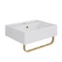 ONLY OPENED - Bowen Wall Hung / Countertop Gloss White Basin 497*397*130 With Brushed Brass Single Rack