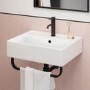 Grade A1 - White Square Wall Hung Basin with Black Rack 497mm - Bowen