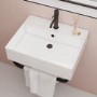 Grade A1 - White Square Wall Hung Basin with Black Rack 497mm - Bowen