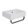Grade A1 - White Square Wall Hung Basin with Black Rack 497mm - Bowen
