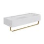Grade A1 - White Square Wall Hung Double Basin with Brass Rack 800mm - Bowen