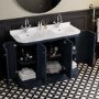 1200mm Blue Curved Freestanding Double Vanity Unit with Basins - Bowland