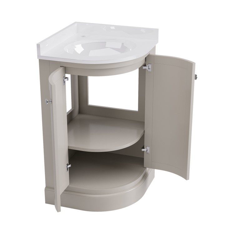 500mm Beige Curved Corner Freestanding Vanity Unit with Basin – Bowland