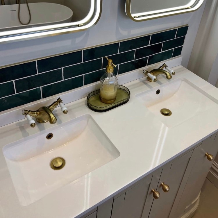 600mm Beige Curved Freestanding Vanity Unit with Basin - Bowland