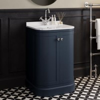 600mm Blue Curved Freestanding Vanity Unit with Basin - Bowland
