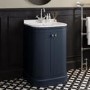 600mm Blue Curved Freestanding Vanity Unit with Basin - Bowland