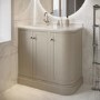 900mm Beige Left Hand Curved Corner Freestanding Vanity Unit with Basin - Bowland