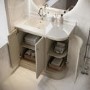 900mm Beige Left Hand Curved Corner Freestanding Vanity Unit with Basin - Bowland