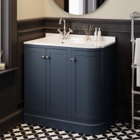 900mm Blue Curved Left Hand Corner Freestanding Vanity Unit with Basin – Bowland