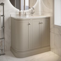 900mm Beige Curved Right Hand Corner Freestanding Vanity Unit with Basin - Bowland
