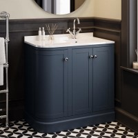900mm Blue Curved Right Hand Corner Freestanding Vanity Unit with Basin - Bowland