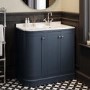 900mm Blue Curved Right Hand Corner Freestanding Vanity Unit with Basin - Bowland