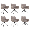 BUN/BRD001/96679 Set of 6 Mink Real Leather Swivel Dining Chairs - Bradley