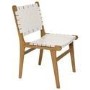 Set of 2 Solid Oak Cream Faux Leather Woven Dining Chairs - Bree