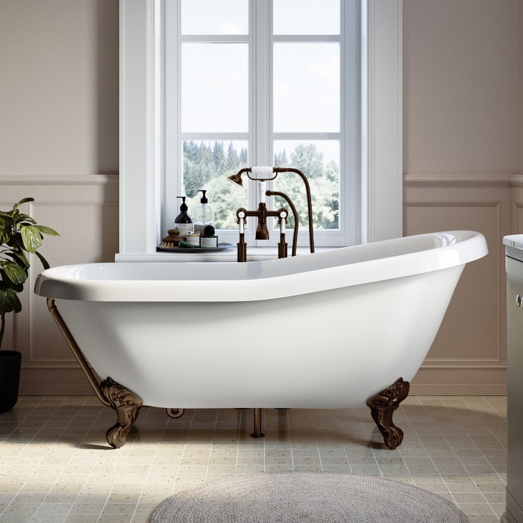 ONLY OPENED - Brushed Bronze Exposed Bath Waste & Brushed Bronze Exposed Bath Trap - Park Royal